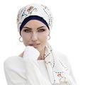 Chemo Headwear for Women with Hair Loss Cotton Cap for Cancer Hair Loss, Chemotherapy Headwear for Women, Hats Head Turban, Chemo Hat - Daisy (Navy Spiral Ocean)