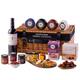 Snowdonia Cheese Company - Cheese & Wine Wicker Hamper| 4 Snowdonia Cheese Truckles, 3 Chutneys, Chocolate Salted Caramel Truffles, Fig & Cranberry Crackers, Red Wine