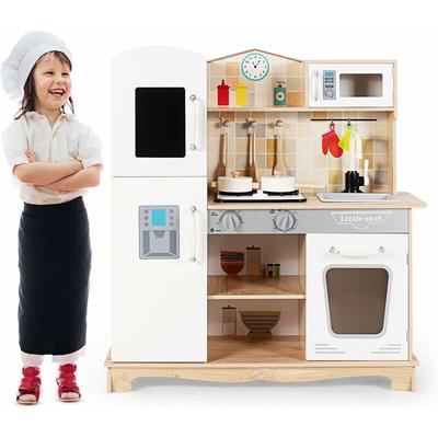 Kinderküche Kinder Spielküche mit Licht & Sound, Spielzeugküche Holzküche mit Spüle Backofen