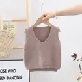 Bobora-Pull en laine à col en V pour enfants pull en fibre torsadée vêtements en émail garçons et