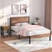 3-Pieces Bed Frame with Wood Headboard and Modern Nightstands Set of 2