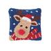 8" x 8" Christmas Reindeer Hooked Petite Throw Pillow