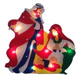 17.75" Lighted Holy Family Nativity Scene Christmas Window Silhouette