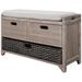 Leona Storage Bench with Drawers and Removable Basket in White Washed - 32"L x 11.8"W x 20"H