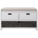 Leona Storage Bench with Drawers and Removable Basket in White - 32"L x 11.8"W x 20"H