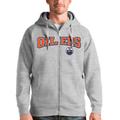 Men's Antigua Heathered Gray Edmonton Oilers Wordmark Victory Full-Zip Hoodie