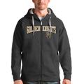 Men's Antigua Charcoal Vegas Golden Knights Wordmark Victory Full-Zip Hoodie