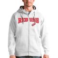 Men's Antigua White Detroit Red Wings Wordmark Victory Full-Zip Hoodie