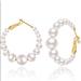 Free People Jewelry | 14k Gold Plated Beaded Pearl Earrings | Color: Gold/White | Size: Os