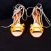 Coach Shoes | Coach (New York)Yellow/White Leg Lace Ups Sandals | Color: White/Yellow | Size: 8.5b