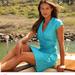 Athleta Dresses | Athleta Nectar Faux Wrap Dress Mp | Color: Blue/Green | Size: Mp