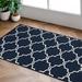 Black 45 x 28 x 0.4 in Area Rug - Jean Pierre Tufted Performance Navy/White Trellis Runner Rug, Latex | 45 H x 28 W x 0.4 D in | Wayfair YMA016688