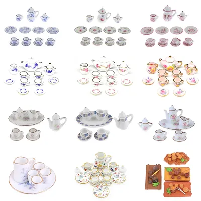Ensemble de tasses à thé en porcelaine 1 ensemble Miniature 1:12 vaisselle à fleurs cuisine