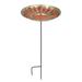 Achla Designs Red African Daisy Birdbath w/Stake, 40 Inch Tall, Antique and Patina Finish