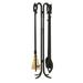 Minuteman International Shepherd's Hook II Mini Fireplace Set of 4 Tools, 38.5 Inch Tall, Black