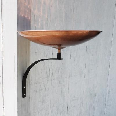 Achla Designs Stainless Steel Birdbath Bowl With Wall Mount Bracket, 16 Inch Diameter, Polished Copper Plated