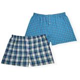 Men's Big & Tall Men's 2-Pack Stretch Woven Boxer by Hanes in Blue Check Plaid (Size XL)