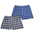 Men's Big & Tall Men's 2-Pack Stretch Woven Boxer by Hanes in Black Blue Plaid (Size XL)