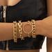 Free People Jewelry | 14k Gold Plated Chunky Bracelet Set Of 4 | Color: Gold | Size: Os