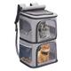 VOISTINO 2-in-1 Doppel-Tragetasche für kleine Katzen und Hunde, tragbare Haustier-Reisetasche, super belüftetes Design, ideal für Reisen/Wandern/Camping, große Größe, grau, TPC003-L-G