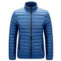 LUONE Men's Quilted Jacket Fashion Puffy Winter Padded Coat Men Lightweight Down Jacket with Hood Cotton-Padded Jacket with Stand-Up Collar,Blue,XL