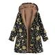 Cardigan Sweaters For Women Long Winter Printed Hooded Plush Jacket Plus Fleece Jacket Coat Coats For Women (Black, XXL)