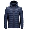 LUONE Men Puffer Jacket Fall Winter Parkas Coat Casual Solid Color Hooded Detachable Cotton-Padded Coat Men's Warm Light Weight Down Jacket,Blue,4XL