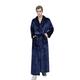 Mens Dressing Gown Bathrobe, Super Soft Warm Long Robes Plush Fleece Sleepwear Kimono Shawl Nightwear and Loungewear (Navy,M)