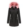 Women's cotton coat double-sided wear detachable fur collar detachable hat quilted pie to overcome,black,M