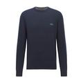 BOSS Mens Botto-L Sweater Logo Sweater in Cotton and Virgin Wool Dark Blue