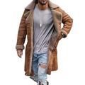 YUEBAOBEI Men's Quilted Coat Slim Fit Coat Mid Length Cotton Casual Fashion Jacket Parka Winter Thicken Coat with Lapel Collar,Brown,XL