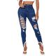 BOIYI Women's High Rise Waisted Distressed Ripped Jeans Fashion Skinny Slim Stretch Skinny Destroyed Denim Jogger Pants(Blue,S)