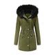 Buetory Women's Winter Coat Warm Puffer Thicken Parka Jacket with Fur Hood Long Fleece Puffer Coat Parka Thermal Outwear Army Green