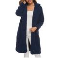 Women Warm Caot Jacket Faux Coat Jackets Long Sleeve Soild Color Mid-length Coat Long Cardigan Soft Warm Winter Coat Coat (Blue, S)