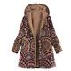 Fuzzy Fleece Teddy Coat Womens Oversized Winter Printed Hooded Plush Jacket Plus Fleece Coat with Pockets (Red, S)