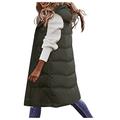 Women's Long Hooded Gilets Plus Size Quilted Hooded Gilet Quilted Jacket Ladies Warmer Zip Up Sleeveless Down Jacket Puffer Coat Plain Body Warmer Vest Winter Waistcoat