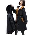 Women's Winter Jacket, Long, Warm Lined with Fur Hood, Ski Jacket, Women's Long with Hood, Winter Parka Coat, Casual, Large Size, Cotton Jacket, Zip Coat, Long Women's Winter Jackets with Pocket, Black (black 2), XL