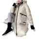 Fashion Medium Length Thick Women Down Jacket Winter White Duck Down Hooded Women Down Jacket - apricot,S