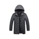 Down Jacket Men's Thicken Warm Hooded Casual Winter Clothes Cotton Padded with Hat Detachable,Without Hat, Hooded Puffer Outdoor Thin Down Jacket Grey XL