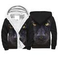 Men Fleece Hoodies Panther Lined Fleece Full-Zip Hoodie with Pocket Designed Winter Coat white M