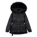 Women's Down Jacket Winter Large Natural Raccoon Fur Hooded 90% White Duck Down Coat Thick Women Parkas Female Outwear - black raccoon fur2,L