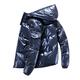 Winter Men Thick Bright Parka Fashion Jacket Solid Color Hooded Coat Waterproof Male Overcoat Plus Size 5XL Casual Streetwear Jacket Coat (Color : Navy Blue, Size : 5XL)
