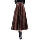 Vagbalena Womens Elastic High Waist Aline Pleated Leopard Pattern Long Skirts (Brown,L)