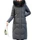 X-long Winter Down Jacket Women Hooded Solid Casual Women's Down Coat With Fur Collar Solid Thick Overcoat Female - Dark Grey,L