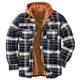 Seringlings Men's Hooded Shirt Zip Casual Jacket Lumberjack Shirt Plaid Shirt Jacket with Zip Thin Quilted Lined Lightweight Casual Jacket Lumberjack Shirt, black, XXXXL