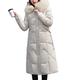 X-long Winter Down Jacket Women Hooded Solid Casual Women's Down Coat With Fur Collar Solid Thick Overcoat Female - Beige,XL