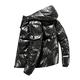 Winter Men Thick Bright Parka Fashion Jacket Solid Color Hooded Coat Waterproof Male Overcoat Plus Size 5XL Casual Streetwear Jacket Coat (Color : Black, Size : M)