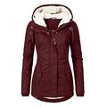 Puffer Coats for Women with Hood Ladies Winter Warm Thick Hooded Jackets Coat Casual Outerwear with Pockets (z1-red,M)