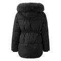 Women's Puffer Jacket with Hood Winter with Fur Waterproof Quilted Vest Winter Jacket Women's Mountain Jacket Black Elegant Casual Winter Jacket Parka Coat Long Women's Mountain Jacket, Black (black 2), L