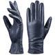 Womens Winter Leather Touchscreen Texting Warm Driving Lambskin 100% Pure Genuine leather Gloves, Navy, Small